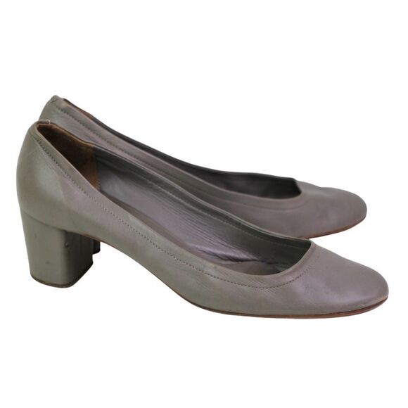 Roberto Del Carlo ITALY GRAY GENUINE LEATHER MID HEEL CLASSIC PUMP SHOES Sz 38.5 - Picture 5 of 13